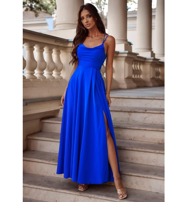 Women's Strapless Long Satin Party Dress (34-42) POLISH FASHION PMLEL24NATHALIE