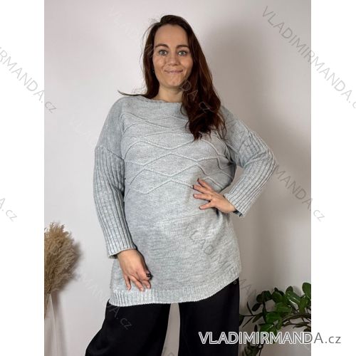 Sveter prodloužený dlhý rukáv dámsky nadrozmer RAMANNA (54/56/58 ONE SIZE) TALIANSKA MÓDA IMD25172