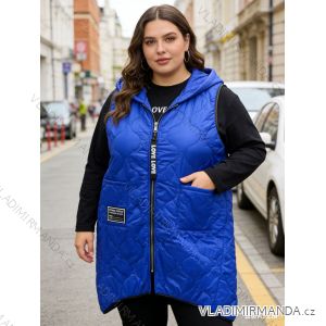 Vesta slabá šusťáková s kapucí bez rukávu dámská nadrozměr (52/54/56 ONE SIZE) ITALSKÁ MÓDA IM426003