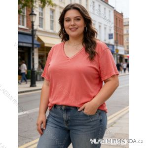 Tričko letní krátký rukáv dámské nadrozměr (54/56/58 ONE SIZE) ITALSKÁ MÓDA IM426007