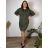 Women's elegant party long sleeve dress (S/M ONE SIZE) ITALIAN FASHION IM322282  green khaki