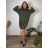 Women's elegant party long sleeve dress (S/M ONE SIZE) ITALIAN FASHION IM322282  green khaki
