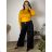 Damen Pullover Lang Langarm Strickkleid (L / XL ONE SIZE) ITALIAN FASHION IM721314 schwarz 50/52/54