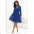 313-18 ISABELLE Elegant pleated dress with a neckline and long sleeves - cornflower blue