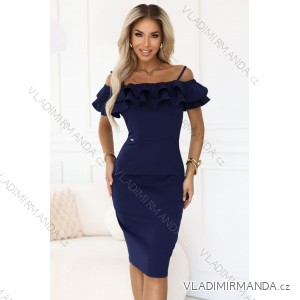 599-3 CARMEN Fitted midi dress in Spanish style - navy blue