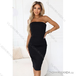 642-1 Off-the-shoulder corset midi pencil dress - black