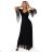 655-1 Long, shimmering dress with a neckline and transparent sleeves - black