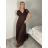 Šaty spoločenské krátky rukáv dámske (S/M/L ONE SIZE) TALIANSKA MODA IMSP255945/DU -   béžová -   S/M/L