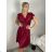 Šaty spoločenské krátky rukáv dámske (S/M/L ONE SIZE) TALIANSKA MODA IMSP255945/DU -   béžová -   S/M/L
