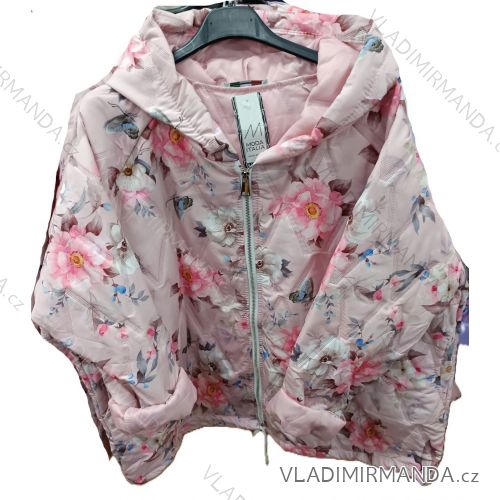 Bunda slabá šusťáková květovaná s kapucí dlouhý rukáv dámská (S/M/L ONE SIZE) ITALSKÁ MÓDA IMSM26042
