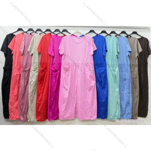 Summer dress oval short sleeve women's oversized (50/52/54 ONE SIZE) ITALIAN FASHION IM425011
