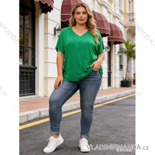 Tričko krátký rukáv dámské nadrozměr (54/56/58 ONE SIZE) ITALSKÁ MÓDA IM426019