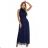636-2 VERONICA luxurious long dress with a brocade accent and a chic cut - navy blue