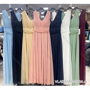 Šaty dlouhé společenské tylové bez rukávu dámské (S/M/L ONE SIZE) ITALSKÁ MÓDA IMWKH26608