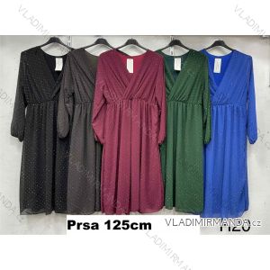 Šaty elegantní šifonové skládané dlouhý rukáv dámské nadrozměr (48/50/52 ONE SIZE) ITALSKÁ MÓDA IMWHA25500