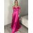 Šaty carmen dlouhé na ramínka elegantní saténové dámské (S/M ONE SIZE) ITALSKÁ MÓDA IMPBB22B22735/DR -   růžová meruňková -   S/M