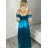 Šaty carmen dlouhé na ramínka elegantní saténové dámské (S/M ONE SIZE) ITALSKÁ MÓDA IMPBB22B22735/DR -   růžová meruňková -   S/M