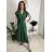 Šaty dlouhé elegantný letný krátky rukáv dámske BLANA (S/M/L ONE SIZE) TALIANSKA MÓDA IMD25115/DR tm. mintová S/M/L