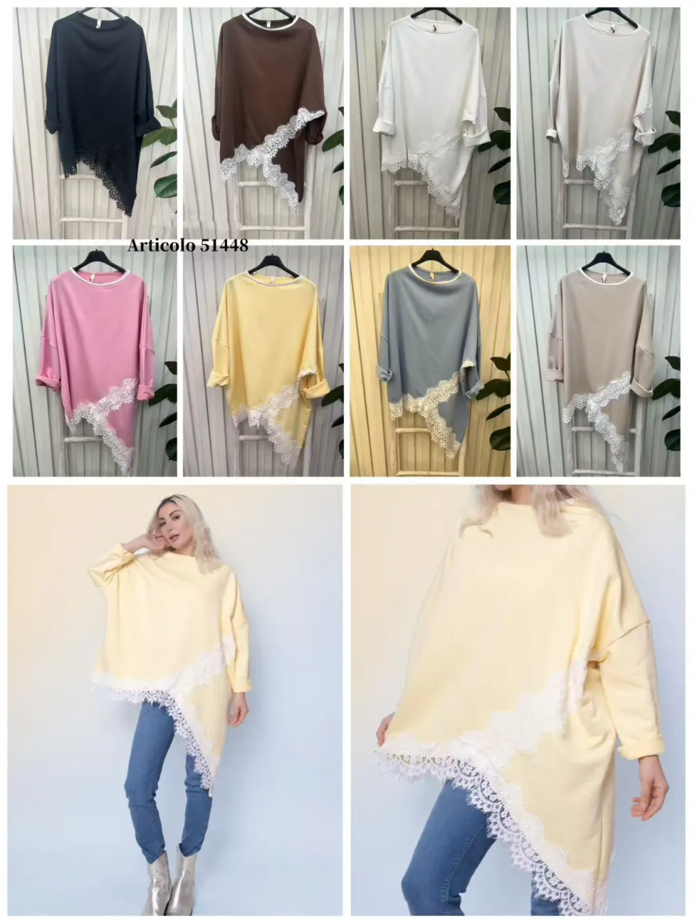 Tunika teplá čipková dlhý rukáv dámska (S/M/L ONE SIZE) TALIANSKA MÓDA IMPLI2651448