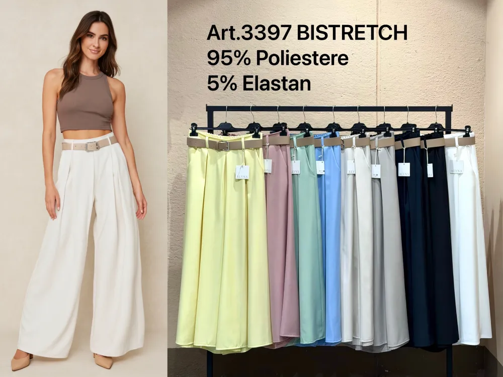 Elegante Hose mit Gürtel 3/4 kurz Damen (S/M/L Einheitsgröße) ITALIAN FASHION IMPLI257048