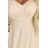 655-4 A long, shimmering dress with a plunging neckline and sheer sleeves - champagne beige