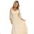 655-4 A long, shimmering dress with a plunging neckline and sheer sleeves - champagne beige