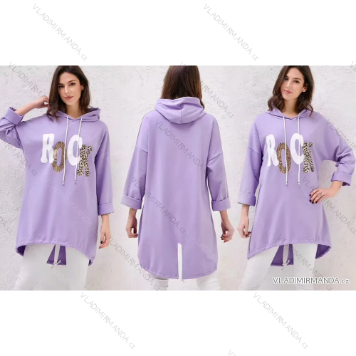 Mikina predĺžená s kapucňou dlhý rukáv dámska (S/M/L ONE SIZE) TALIANSKA MÓDA IMPLI2690064