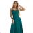 589-6 Maxi Dress with Straps with Corset Lace-Up Back and Slit - Bottle Green