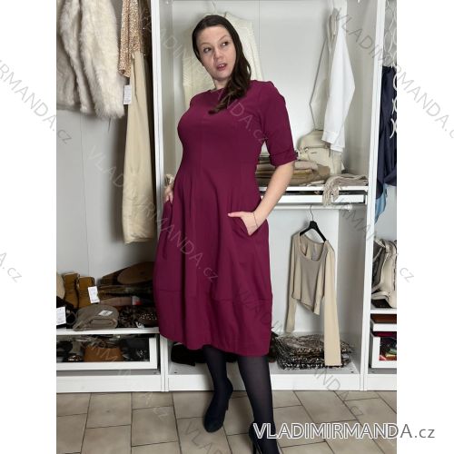 Šaty elegantní dlouhý rukáv dámské (M-2XL) ITALSKÁ MÓDA IMSE26001
