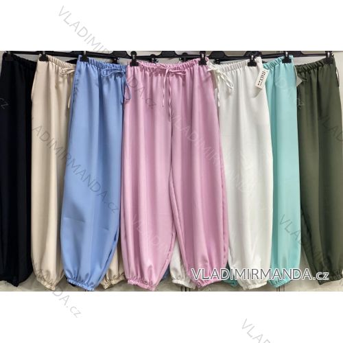 Kalhoty dlouhé letní dámské nadrozměr (46/48/50 ONE SIZE) ITALSKÁ MÓDA IMC26016