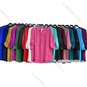 Tunika košilová 3/4 dlouhý rukáv dámská nadrozměr (50/52/54 ONE SIZE) ITALSKÁ MÓDA IMC26021