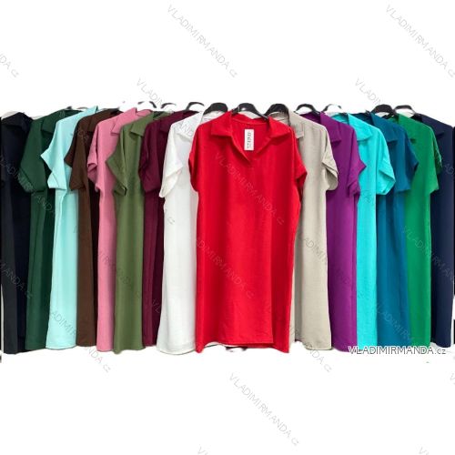 Šaty letné krátky rukáv dámske nadrozmer (50/52/54 ONE SIZE) TALIANSKA MÓDA IMC26026