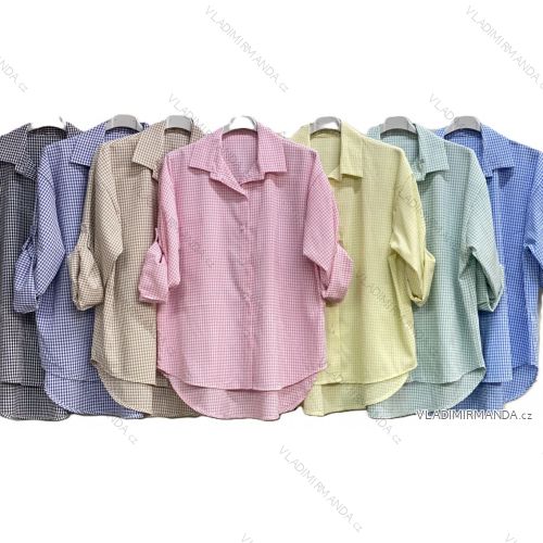 Košile prodloužená 3/4 dlouhý rukáv dámská nadrozměr (48/50/52 ONE SIZE) ITALSKÁ MÓDA IMC26031