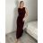 Šaty dlouhé elegantní společenské  dámské VANES (S/M/L ONE SIZE) ITALSKÁ MÓDA IMPLU2627569/DUR S/M/L vínová