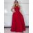 Women's elegant wedding social long dress with straps (S/M ONE SIZE) ITALIAN FASHION IMM2268806 -   red -   S / M