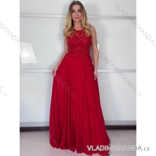 Women's elegant wedding social long dress with straps (S/M ONE SIZE) ITALIAN FASHION IMM2268806 -   red -   S / M