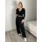 Kalhoty elegantní s páskem dámské (S/M/L ONE SIZE) ITALSKÁ MÓDA IMSM26037/DUR S/M/L Černá
