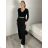 Kalhoty elegantní s páskem dámské (S/M/L ONE SIZE) ITALSKÁ MÓDA IMSM26037/DUR S/M/L Černá