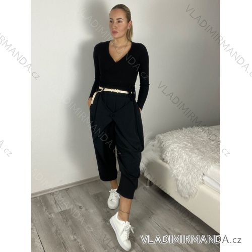 Kalhoty elegantní s páskem dámské (S/M/L ONE SIZE) ITALSKÁ MÓDA IMSM261111