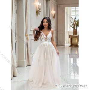 Šaty dlhé spoločenské krajkové na ramienka dámske TIRAMISU (34-40) POLSKÁ MÓDA PMLPT26003-1