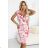 379-6 BOYKA Fitted Midi Dress with Wrap Neckline - White with Pink Flowers