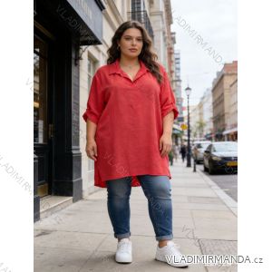 Tunika košeľová 3/4 dlhý rukáv dámska nadrozmer (54/56/58 ONE SIZE) TALIANSKA MÓDA IM426042