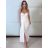 Women's Long Chiffon Short Sleeve Dress (S/M ONE SIZE) ITALIAN FASHION IMWGS231048 S / M white