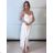 Women's Long Chiffon Short Sleeve Dress (S/M ONE SIZE) ITALIAN FASHION IMWGS231048 S / M white