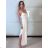 Women's Long Chiffon Short Sleeve Dress (S/M ONE SIZE) ITALIAN FASHION IMWGS231048 S / M white