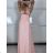 Šaty elegantné spoločenské dlhé bez rukávu dámske (S/M ONE SIZE) TALIANSKA MóDA IMM2219805/DUkr. modrá