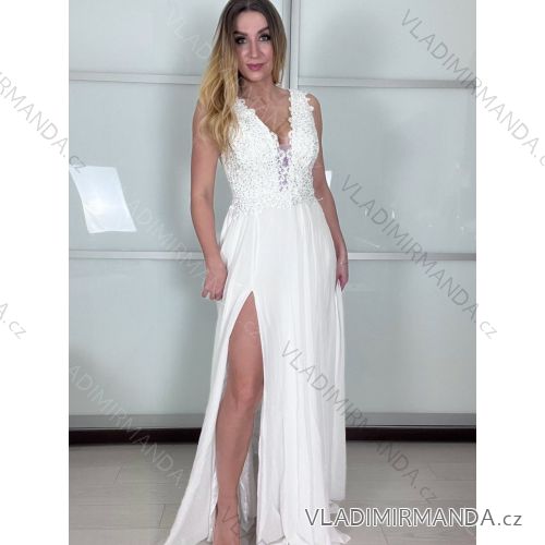 Šaty svatební elegantní společenské dlouhé bez rukávu dámské (S/M ONE SIZE) ITALSKá MóDA IMM269069-S/DU