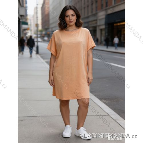 Šaty volnočasové letní krátký rukáv dámské nadrozměr (54/56/58 ONE SIZE) ITALSKÁ MÓDA IM426051