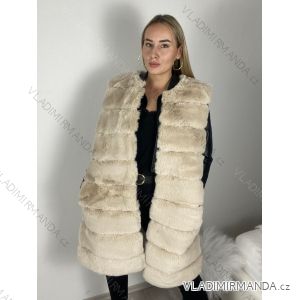 Vesta kožíšek dlouhá dámská 9 pruhu (XL- 3XL) ITALSKÁ MÓDA ORC23ML-2178/DU