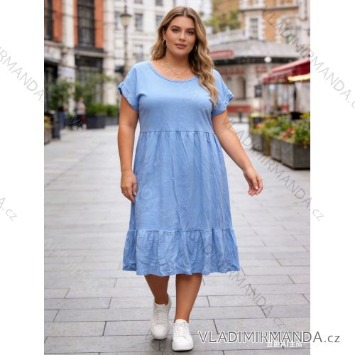 Šaty letní krátký rukáv dámské nadrozměr (46/48/50 ONE SIZE) ITALSKÁ MÓDA IM426061